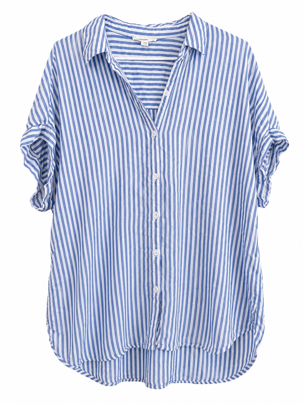BeachLunchLounge Blue White Striped Popover Blouse Large